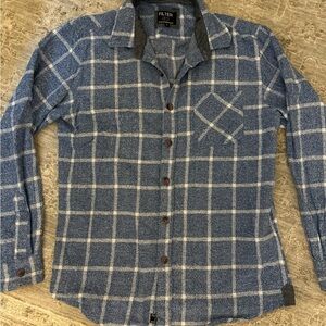 Filter Womens Blue White Plaid Woven Flannel Western Long Sleeve Button Up Shirt